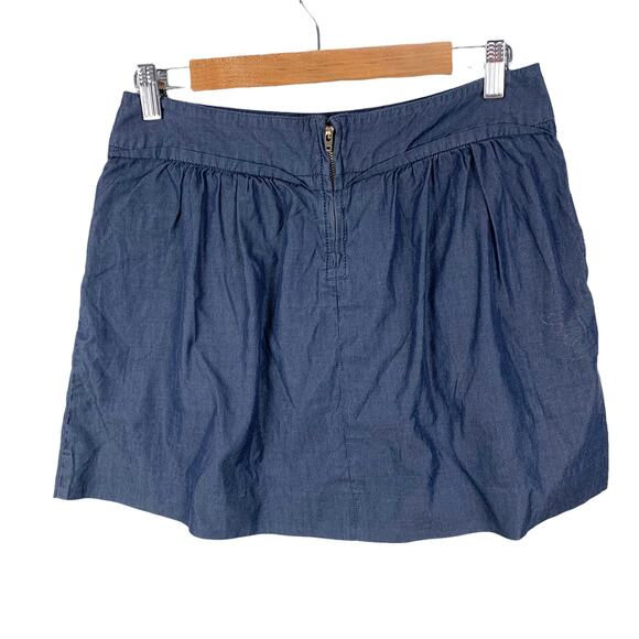 J Crew Denim Chambray Pleated Calvary Mini Skirt Blue 4 S Small - Picture 3 of 7